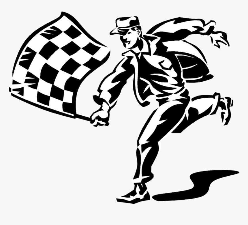 Athlete Vector Racing - Person With Checkered Flag, HD Png Download, Free Download