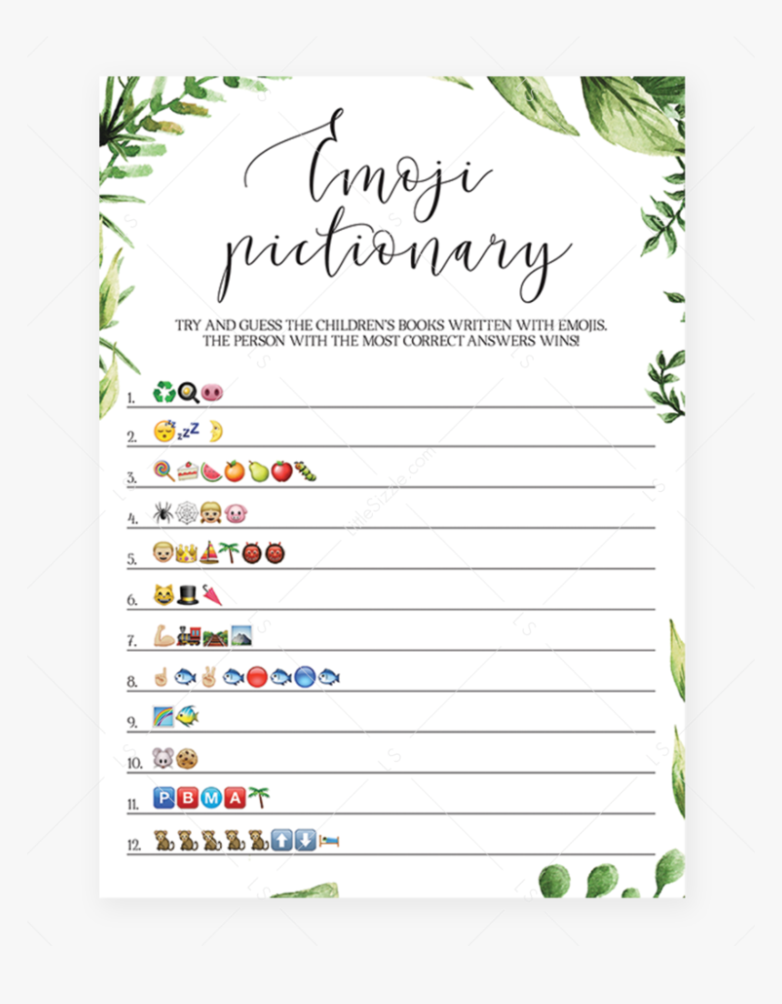 Emoji Pictionary Childrens Books Baby Shower Game Printable Baby Shower Games Emoji Hd Png Download Kindpng