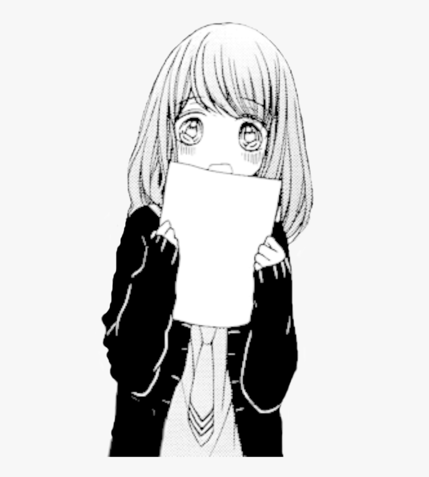 Cute Human Png Girl Black And White - Cute Sad Anime Girl, Transparent Png, Free Download