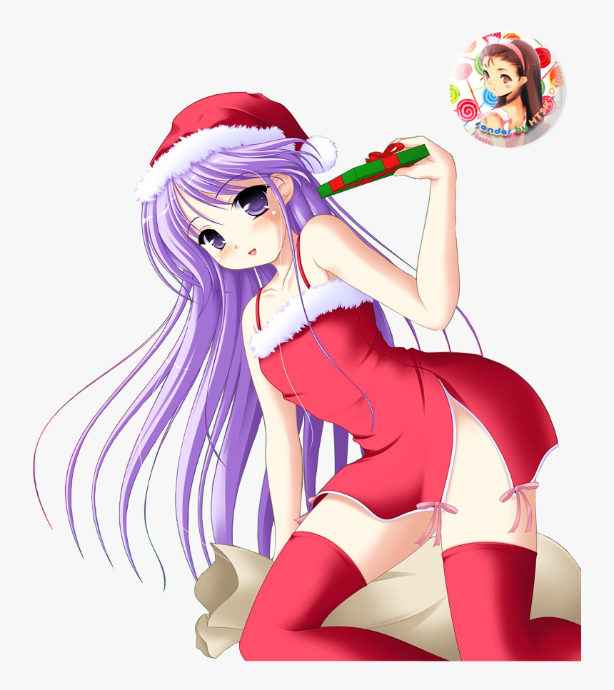 Anime Christmas Girl With Purple Hair, HD Png Download, Free Download