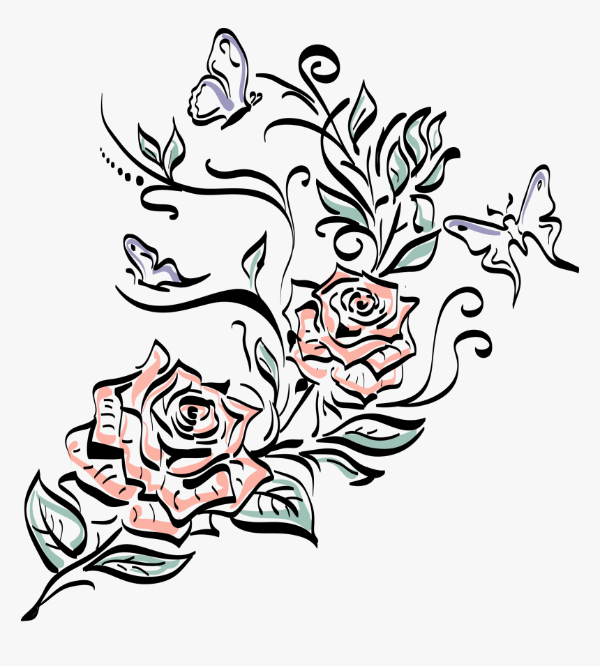 Drawing Line Art Clip Art - Rose Line Drawing Tattoo Hd, HD Png Download, Free Download