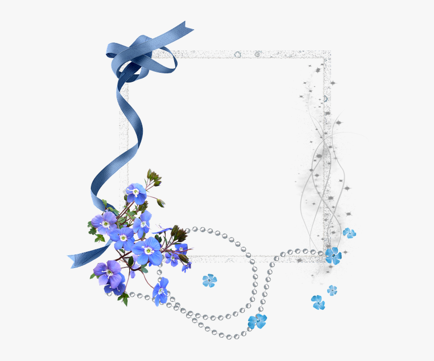 Cluster, Blue, Framework, Frame, Pearl, Flowers - Transparent Blue Flowers Png, Png Download, Free Download