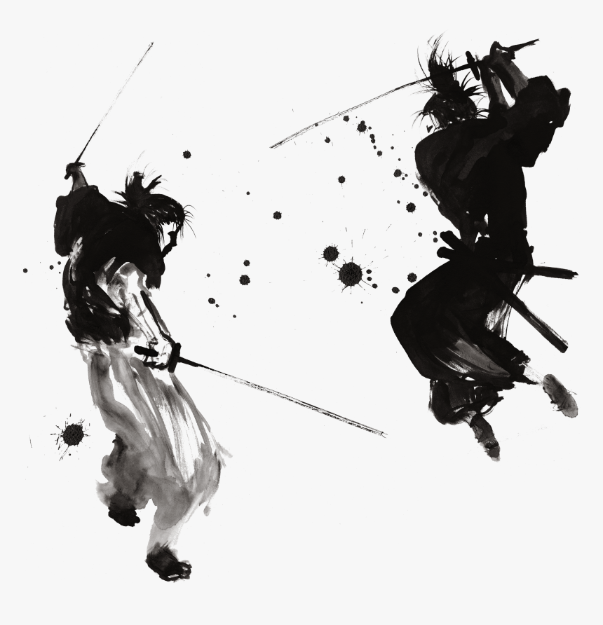 Warrior Art Japanese Samurai Ink Painting Drawing Clipart - Japanese Ink Painting, HD Png Download, Free Download