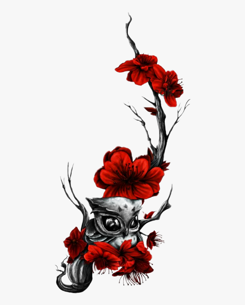 Owl And Rose Tattoo Designs For Females Clipart , Png - Owl And Rose Tattoo Designs, Transparent Png, Free Download