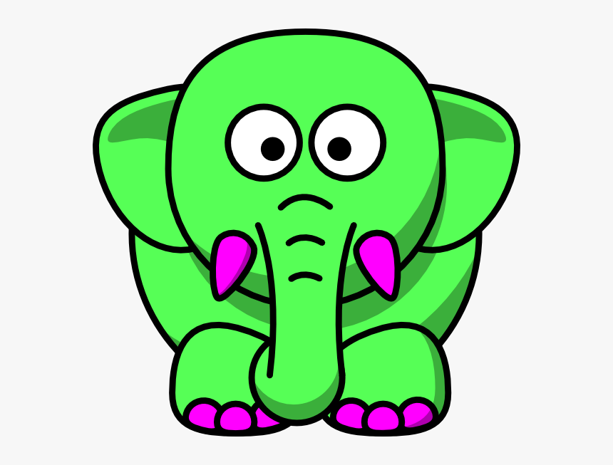 Elephant Clipart Green - Cartoon Of An Elephant, HD Png Download, Free Download