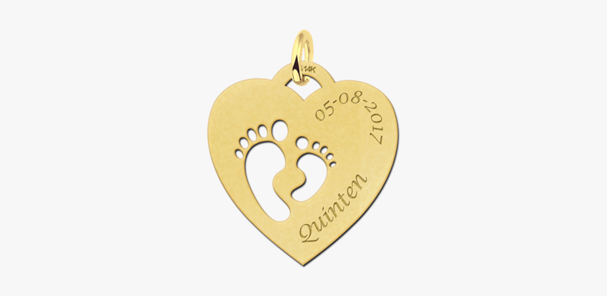 Gold Mom Pendant Heart Shaped With Two Baby Feet - Locket, HD Png Download, Free Download