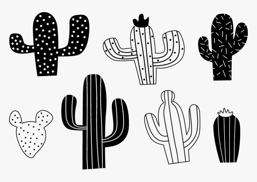 Black And White Cacti Wall Stickers - Logo Stickers Black And White, HD Png Download, Free Download