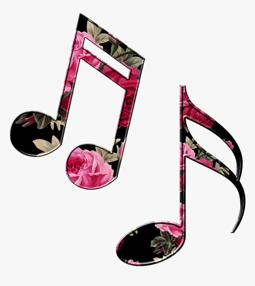 Music, Notes, Floral, Musical Notes, Musical, Sound - Pegatinas De Notas Musicales, HD Png Download, Free Download