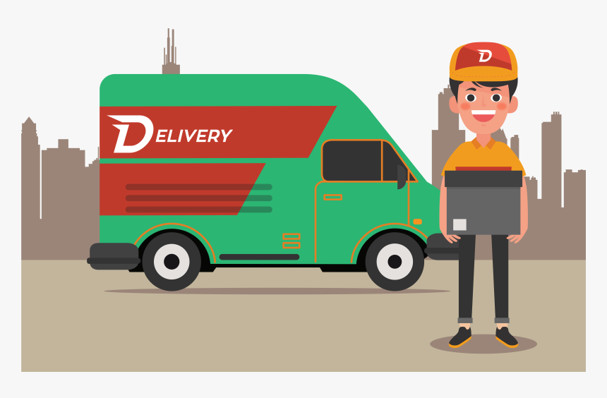 Vector Of Delivery Truck 6355*3554 Transprent Png - Delivery Man With Car, Transparent Png, Free Download