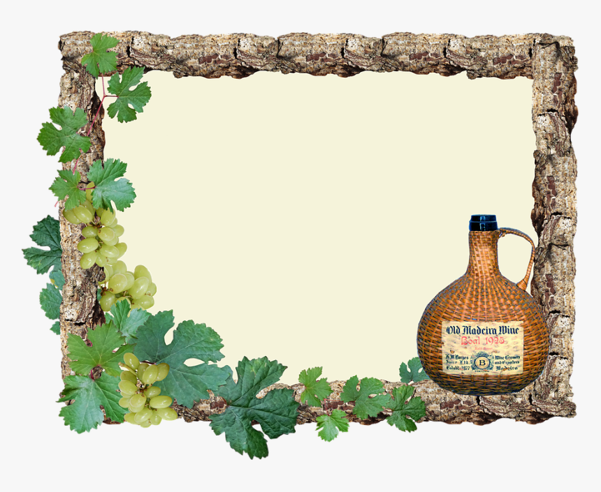 Greeting Card, Grapes, Wine, Frame - Border Wood Frame Png, Transparent Png, Free Download