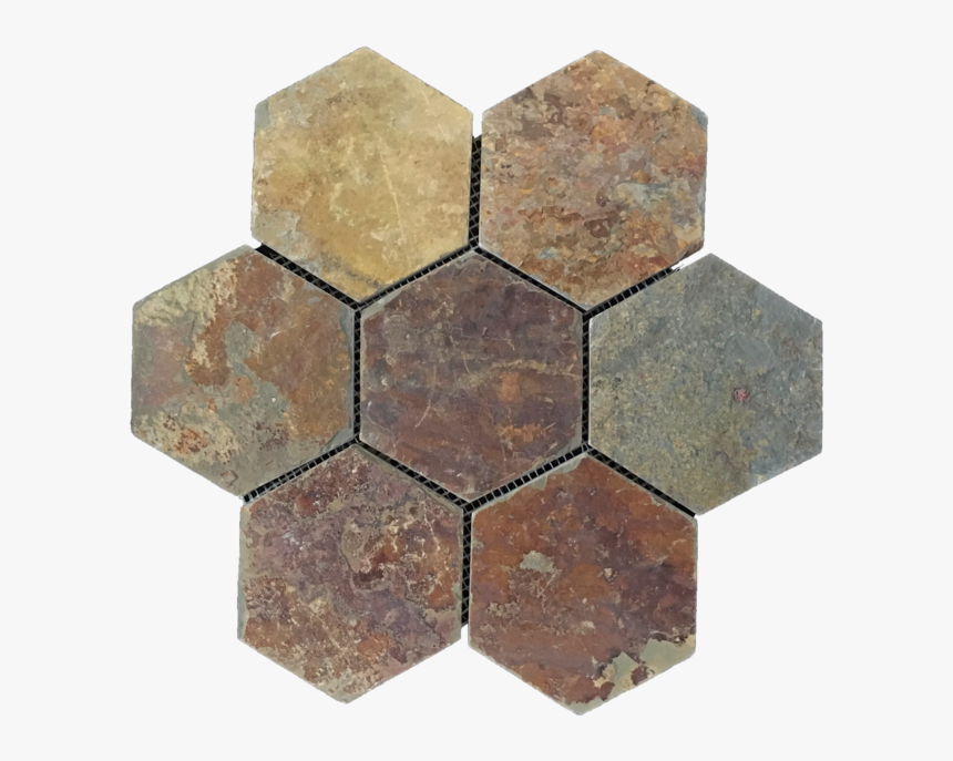 Rustic Multicolor Slate - Rustic Hexagon Tile, HD Png Download, Free Download