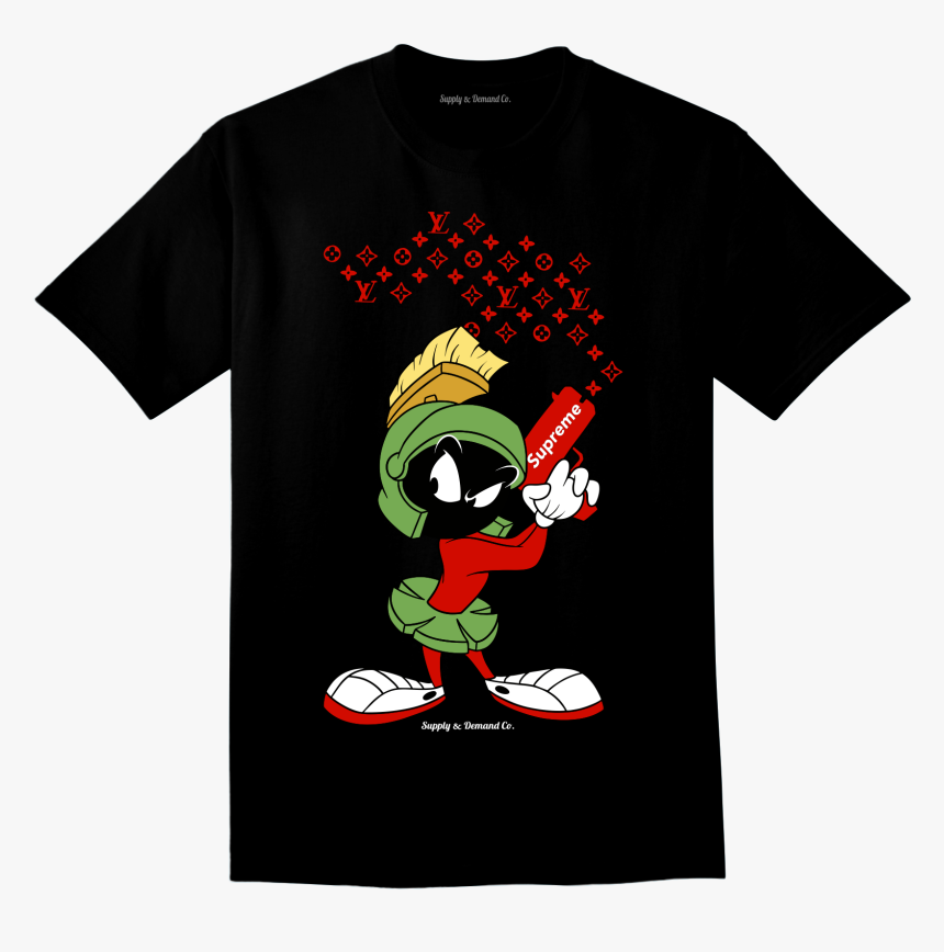 Supply & Demand- Marvin X Lv X Supreme Black Tee - Marvin The Martian Supreme Shirt, HD Png Download, Free Download