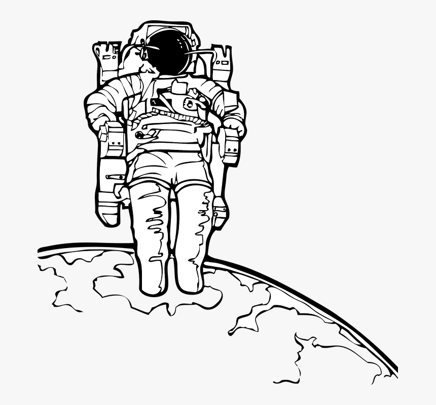 Astronaut, Moon, Space, Spacewalk, Spacesuit, Spaceman - Space Clipart Black And White, HD Png Download, Free Download