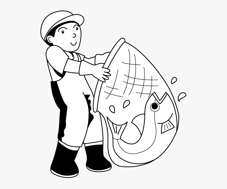 Transparent Fishing Clipart Black And White - Clip Art Black And White Fisherman, HD Png Download, Free Download