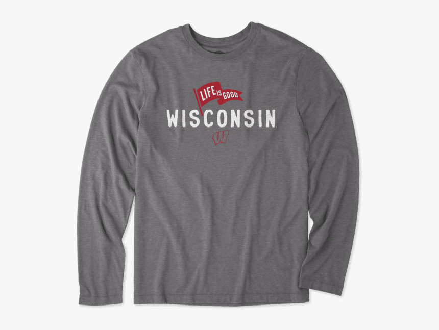 Men"s Wisconsin Pennant Long Sleeve Cool Tee - Long-sleeved T-shirt, HD Png Download, Free Download