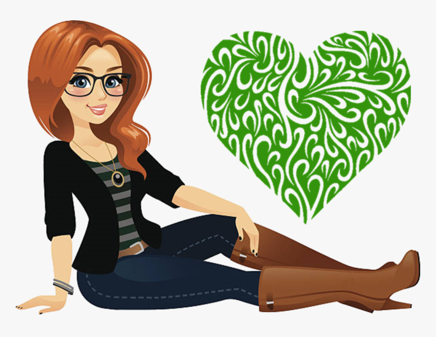 Red Hair Green Heart - Hair Heart Png, Transparent Png, Free Download