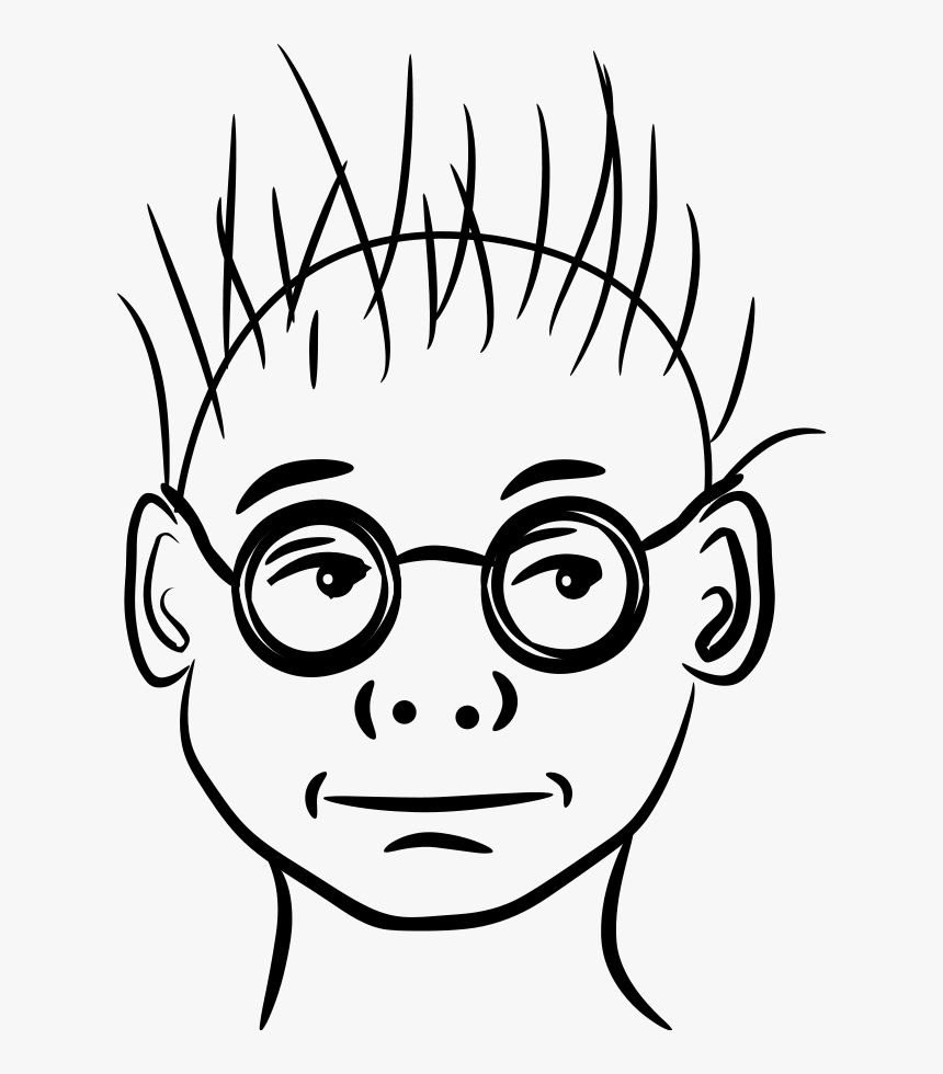 Face Boy Scientist - Line Cartoon Vector Png, Transparent Png, Free Download