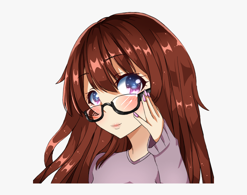 Anime Girl With Glasses By Yaazla - Anime Girl With Brown Hair And Glasses, HD Png Download, Free Download