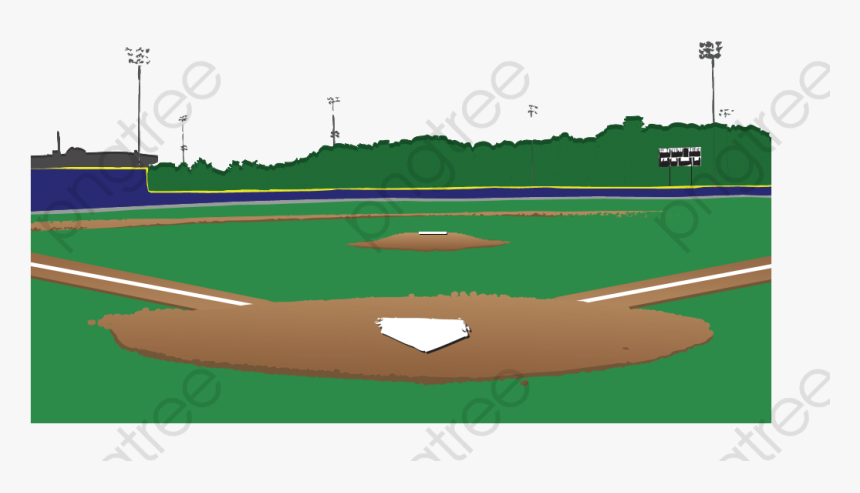 Cartoon Baseball Field Clipart - Background Cartoon Baseball Diamond, HD Png Download, Free Download