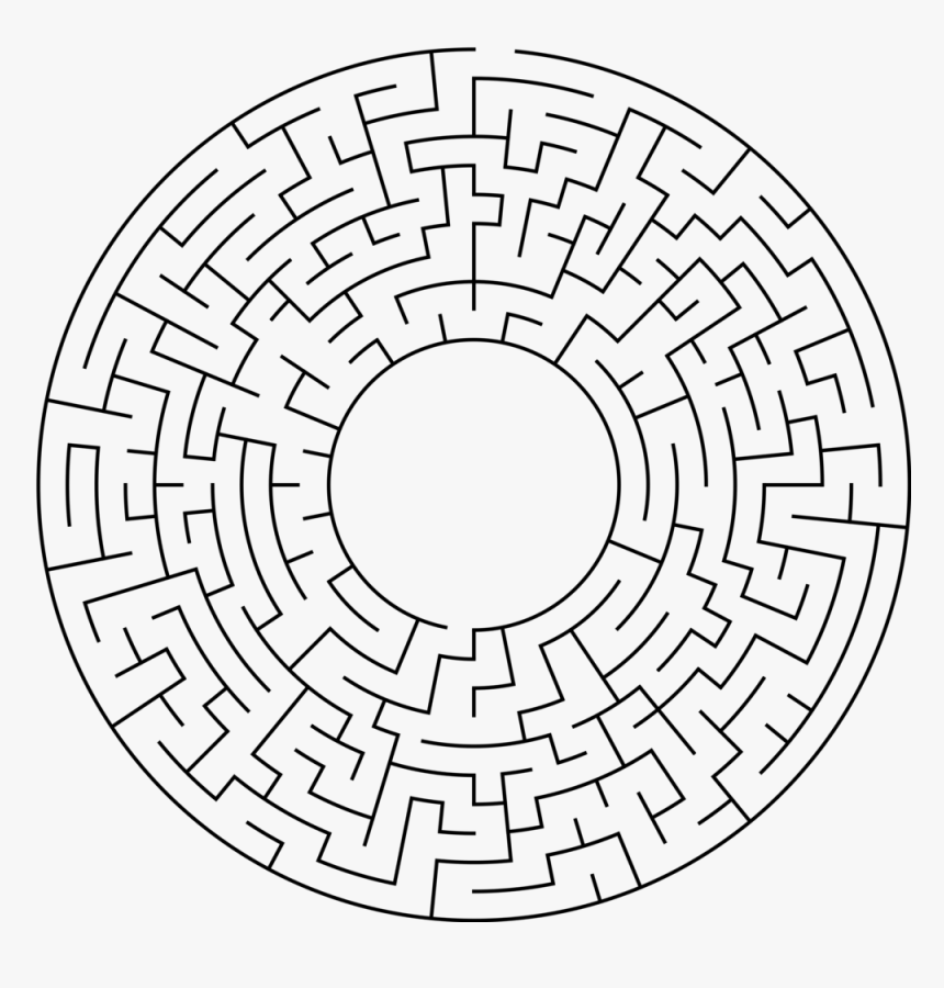 Circle Maze Black And White, HD Png Download, Free Download