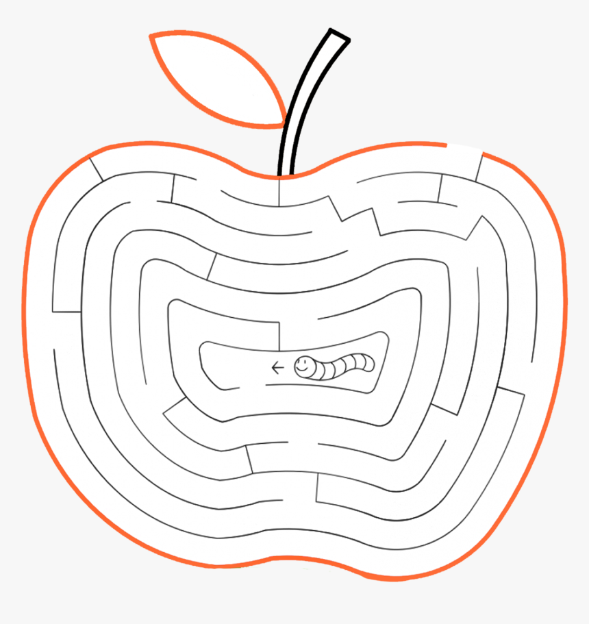 Apple Maze Game For Kids Workbook - Kids Maze Apple, HD Png Download, Free Download