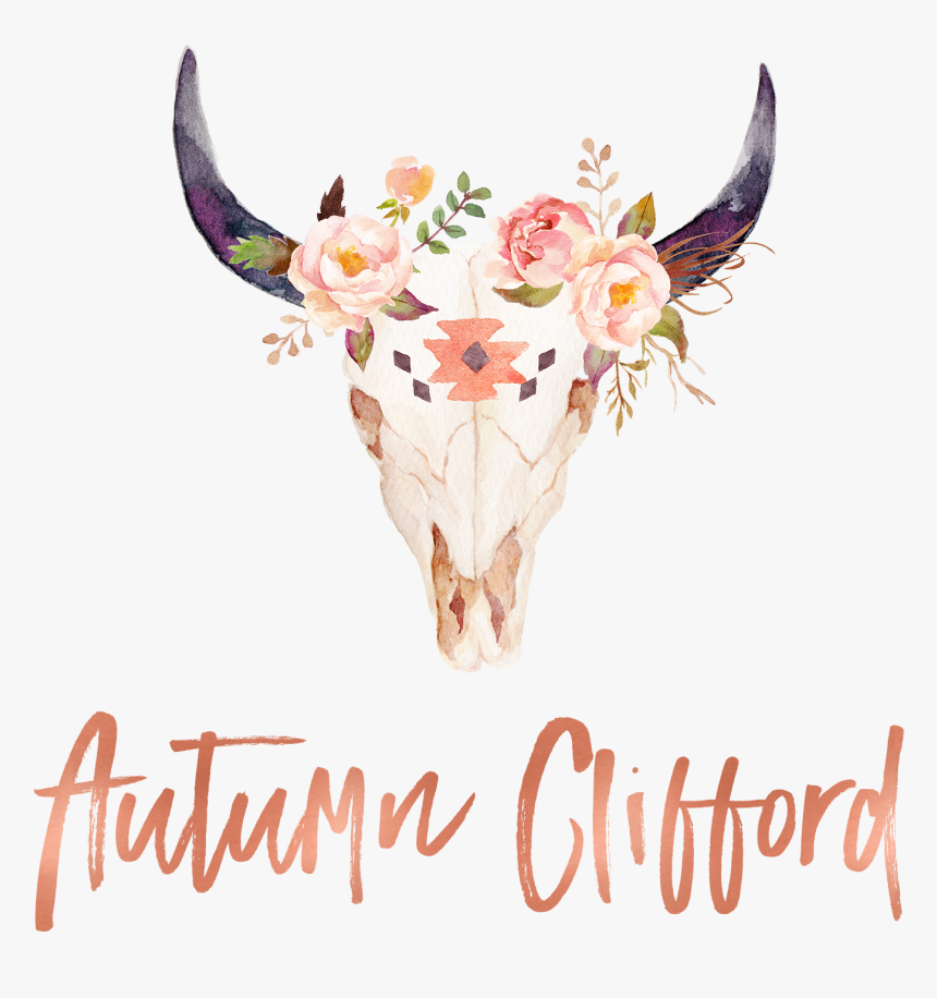 Autumn Clifford Fondos Pinterest Dorm Wall Art Ⓒ - Bull Head Skull With Flowers, HD Png Download, Free Download