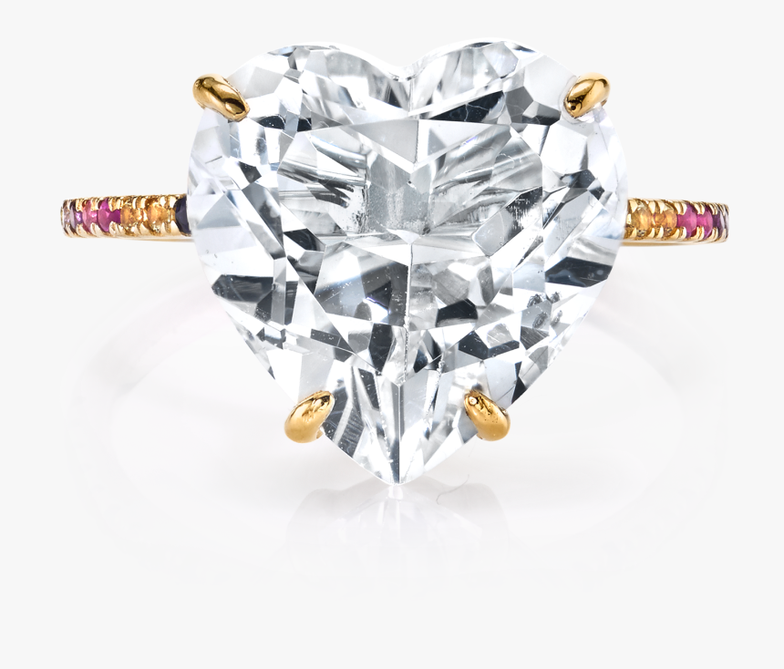 White Topaz And Rainbow Heart Ring - Engagement Ring, HD Png Download, Free Download