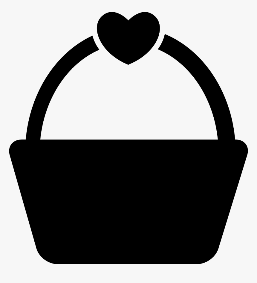 Shopping Or Picnic Basket With A Heart Shape - Silhouette Of Basket, HD Png Download, Free Download