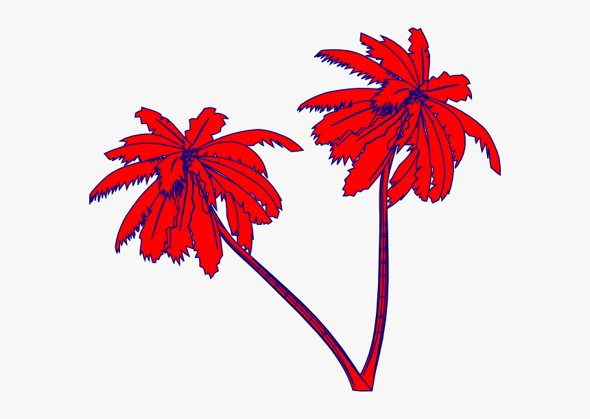Red And Blue Palm Trees Clip Art At Clker - Palm Tree Png Red, Transparent Png, Free Download