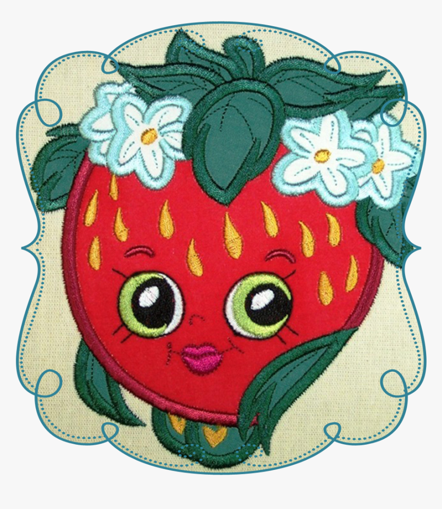 Shopkins Strawberry Applique Shopkins Strawberry Embroidery - Cartoon, HD Png Download, Free Download