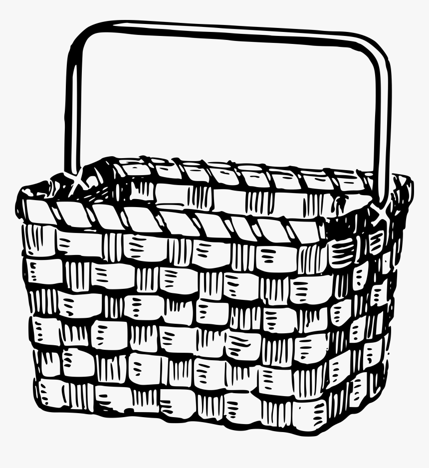 Picnic Basket Clip Art Tumundografico Wikiclipart - Basket Clipart Black And White, HD Png Download, Free Download