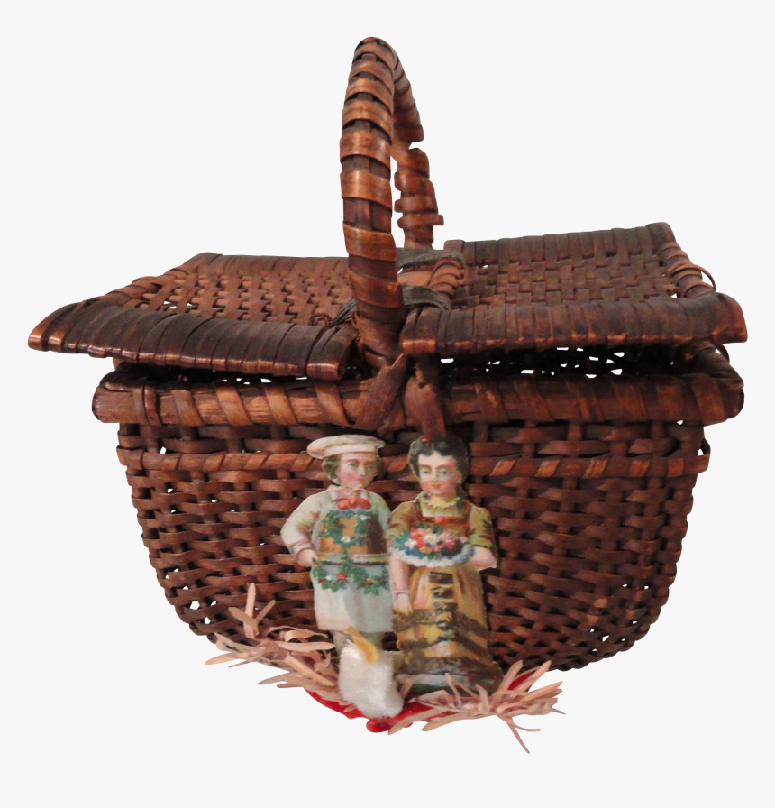 Wicker Picnic Basket With Christmas Decorations - Storage Basket, HD Png Download, Free Download