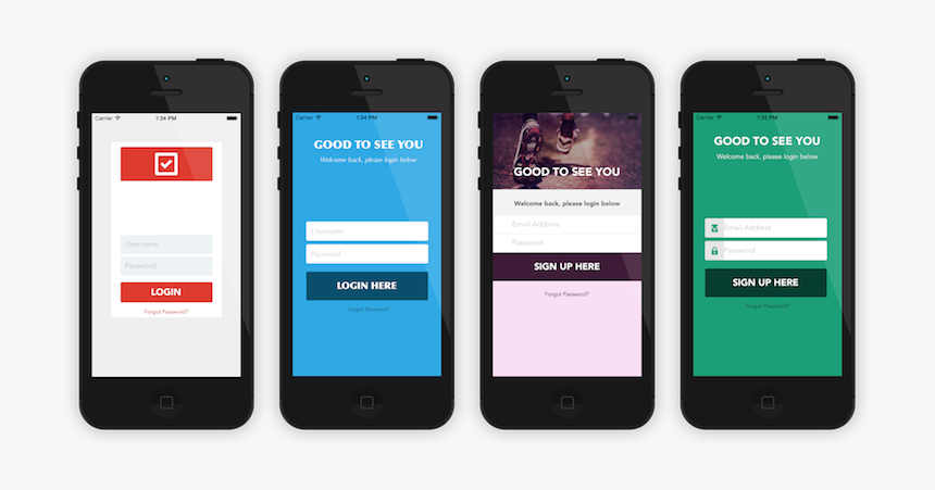 Iphone App Login Screen Design, HD Png Download, Free Download