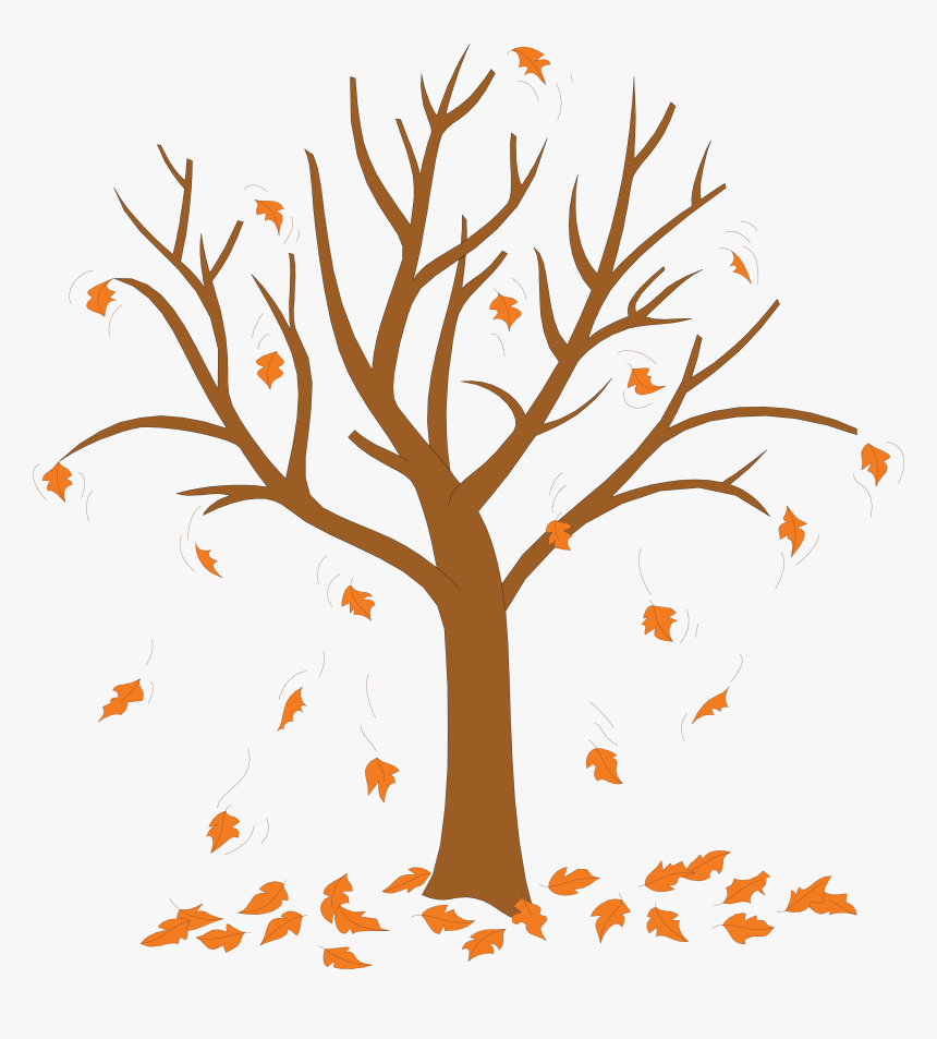 Trees Without Leaves Coloring Pages - Tree With Leaves Falling Off, HD Png Download, Free Download