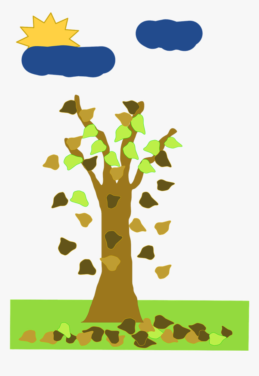 Fall, Without, Leaf, Tree, Cartoon, From, Free, Trees - Leaves Falling Off Tree Animated, HD Png Download, Free Download