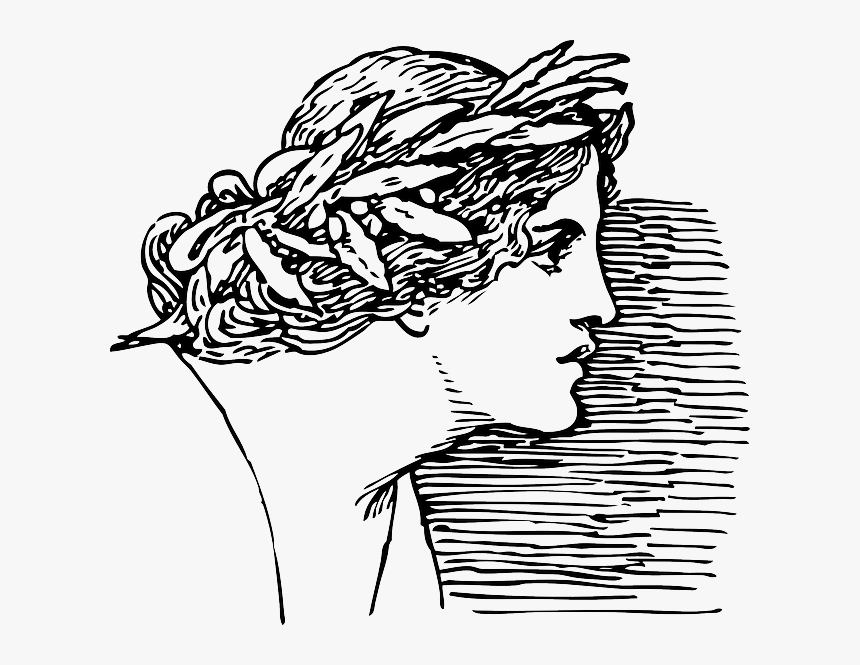 Greek Woman Wearing Laurel Wreath - Ancient Greece Art Drawing, HD Png Download, Free Download