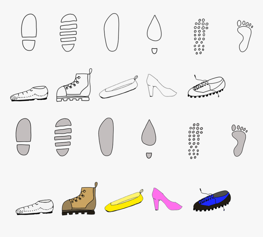 Boots, Shoe, Slipper, Footprint Footprint, Print - Shoe, HD Png Download, Free Download