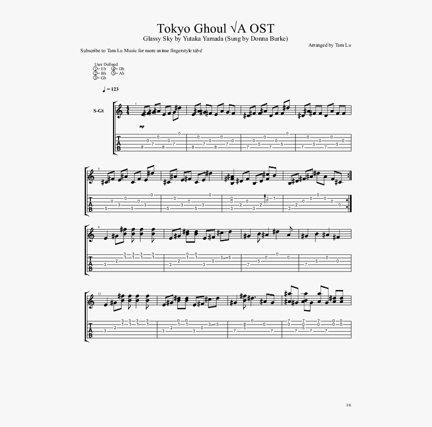 Glassy Sky Tab , Png Download - Sheet Music, Transparent Png, Free Download