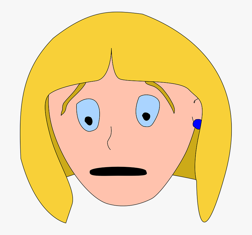 Scared Clip Art At Vector Clip Art Online Royalty - Cartoon Worried Face Girl, HD Png Download, Free Download