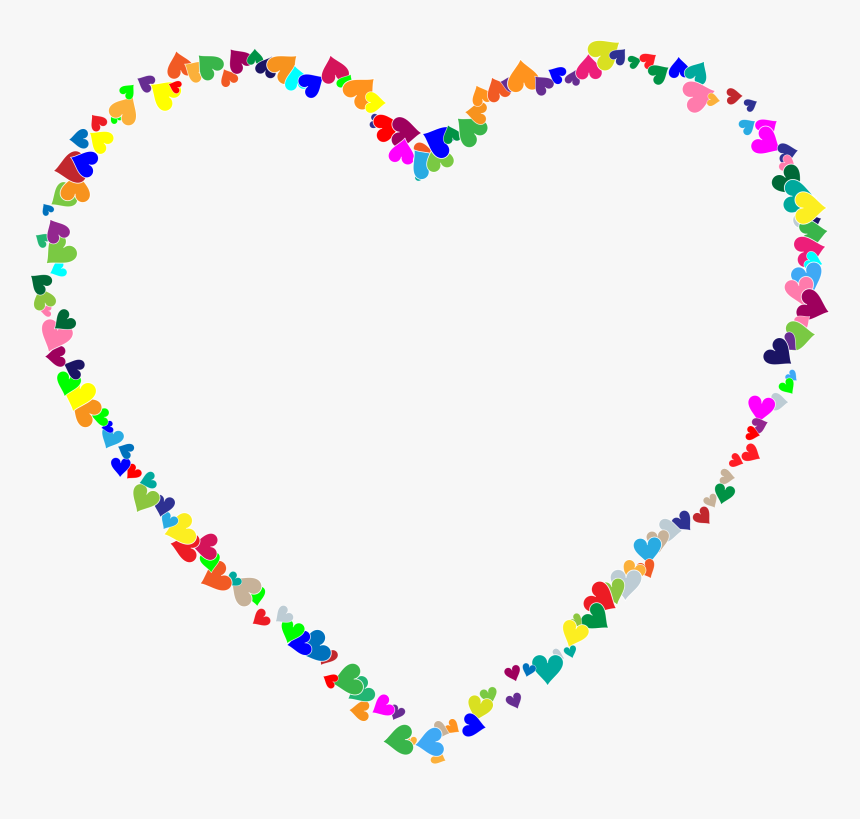 Colorful Hearts Frame Clip Arts - Frame Of Rainbow Hearts, HD Png Download, Free Download