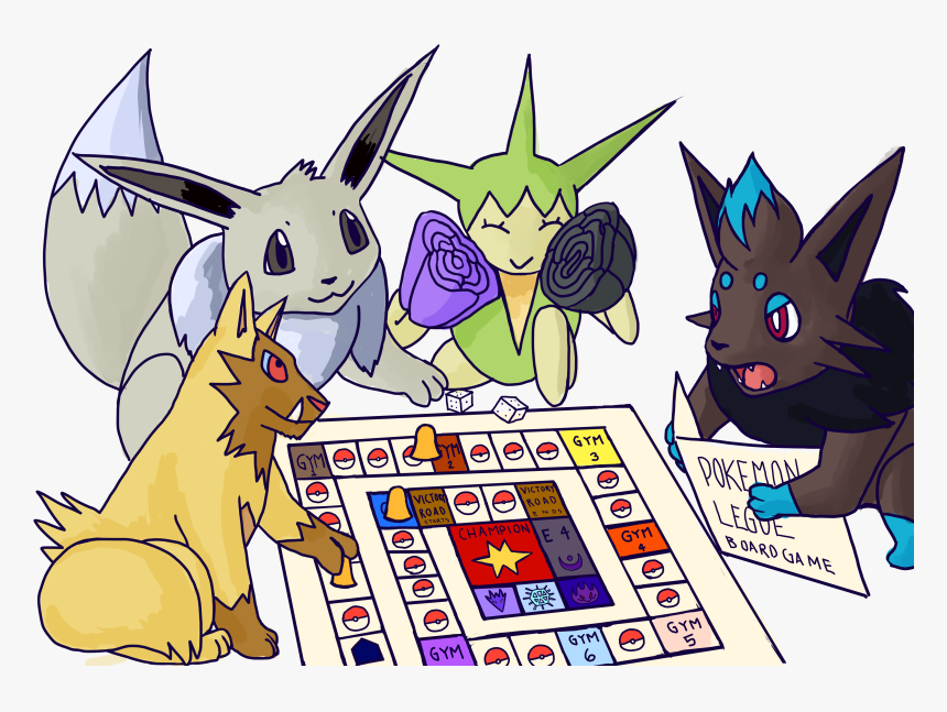 My Shiny Pokemon Playing A Board Game By Lupa Femina - Pokemon Playing Board Games, HD Png Download, Free Download