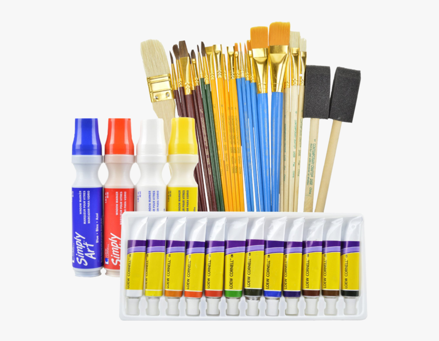 Art Supplies Value Pack Includes 12 Acrylic Paints - Brush, HD Png Download, Free Download