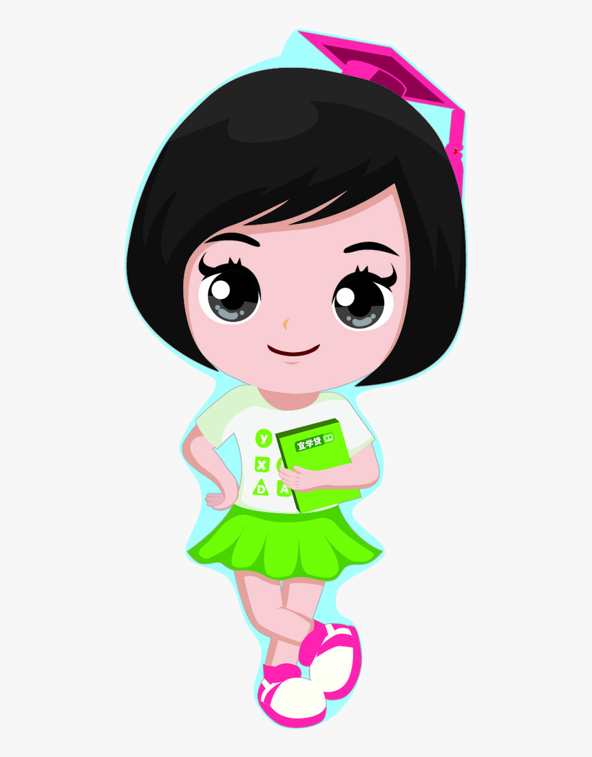 Girls With Short Hair - Cartoon Girl With Short Black Hair, HD Png Download, Free Download