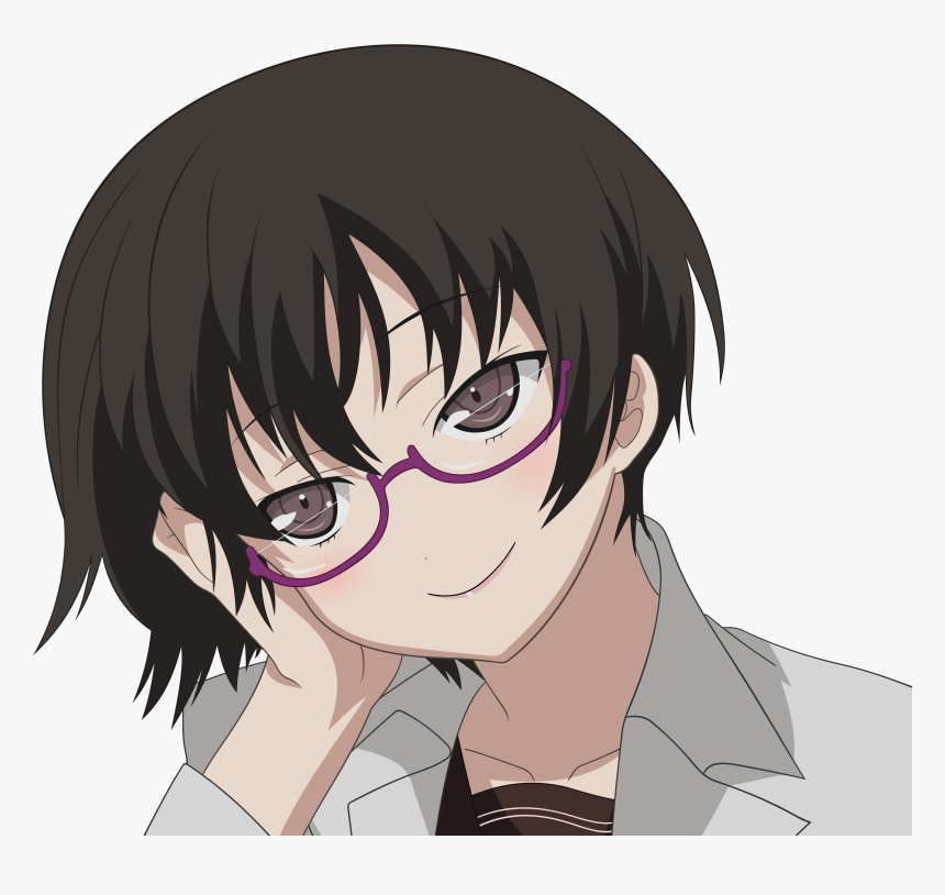 Brunettes, Glasses, Brown Eyes, Transparent, Meganekko, - Short Hair Megane Girl Anime, HD Png Download, Free Download