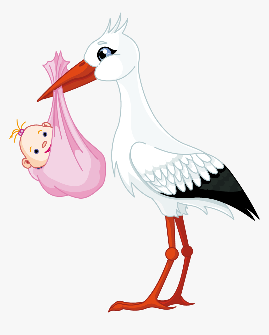 Stork Carrying Baby Girl , Png Download - Stork Baby Png, Transparent Png, Free Download