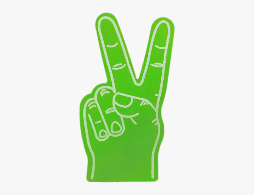 Green Foam Hand Peace Sign - Transparent Peace Sign Hand Png, Png Download, Free Download