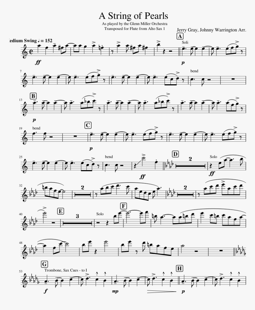 String Of Pearls Alto Sax Sheet Music Hd Png Download Kindpng