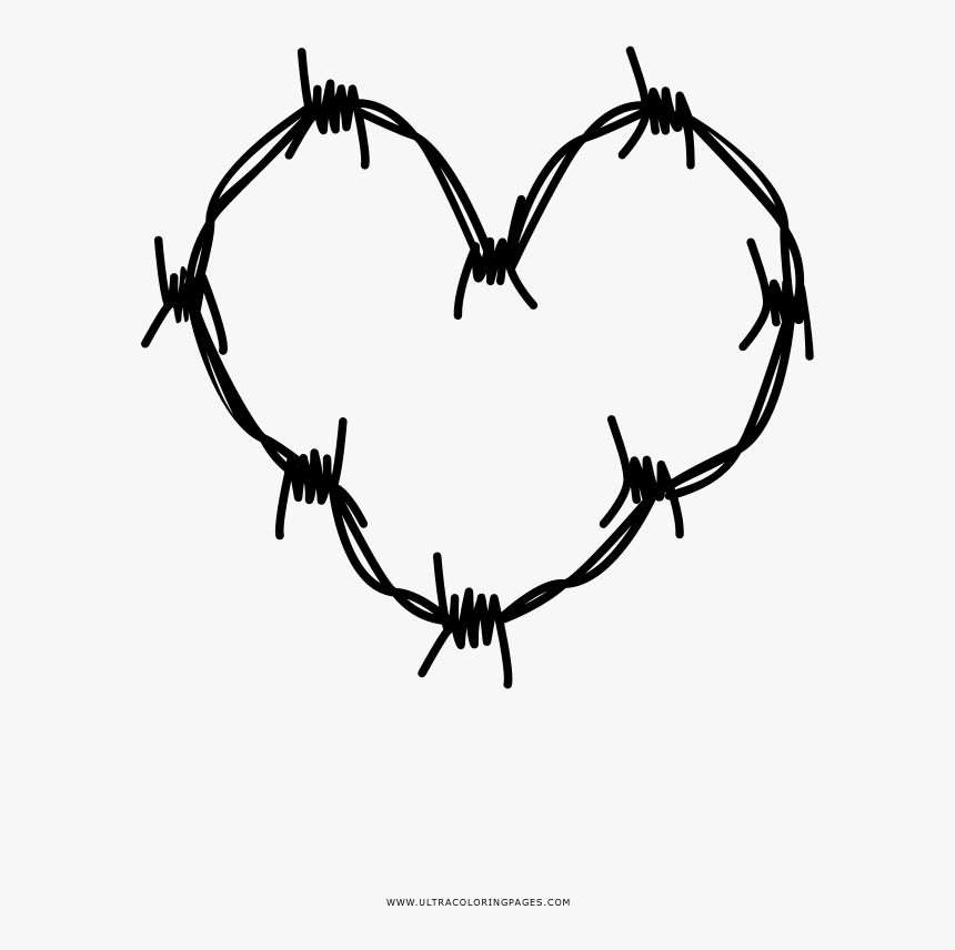 Barbwire Heart Coloring Page - Barbed Wire, HD Png Download, Free Download