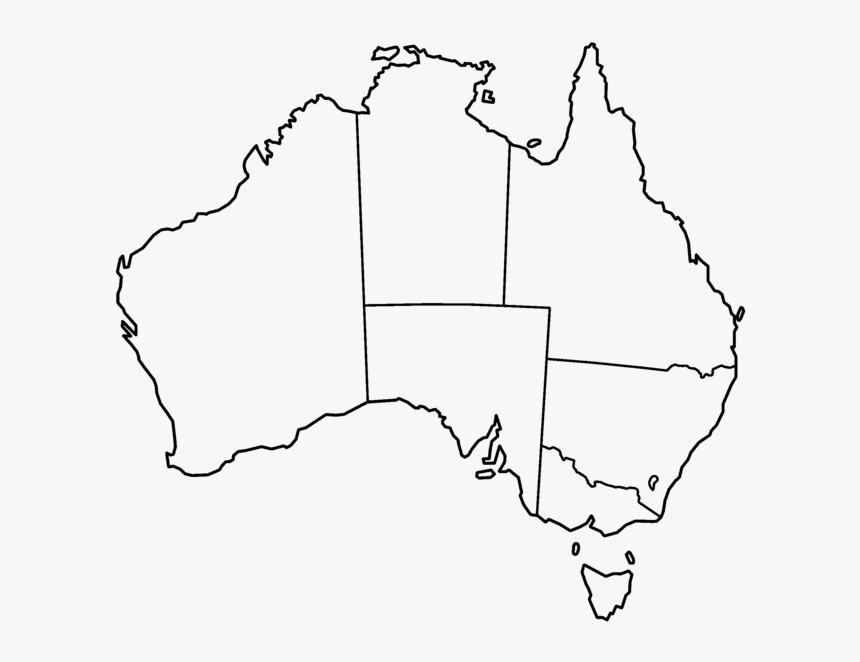 Transparent Us Map Outline Png - Australia Map Black And White, Png Download, Free Download