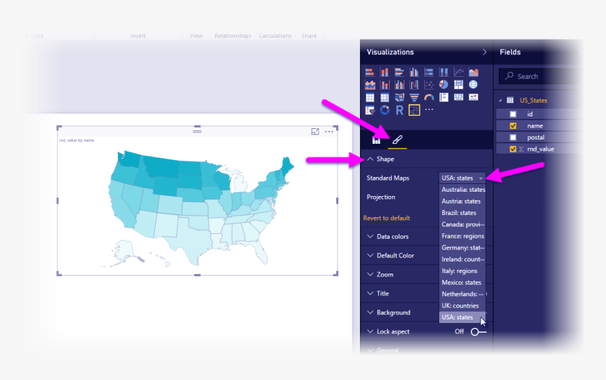 Shape Map In Power Bi Desktop - Shape Map Power Bi, HD Png Download, Free Download